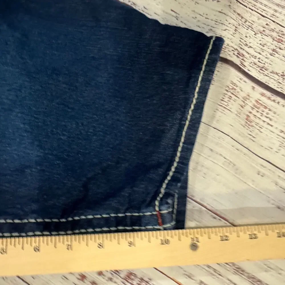 True Religion Ricky Big T Dark Wash Flap Denim Shorts Men's 40